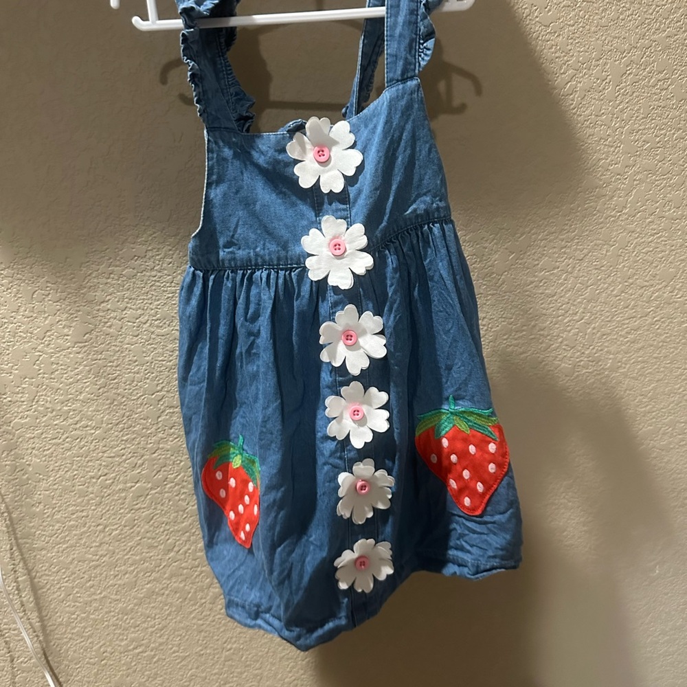 Boden Denim Dress with Strawberry Patches